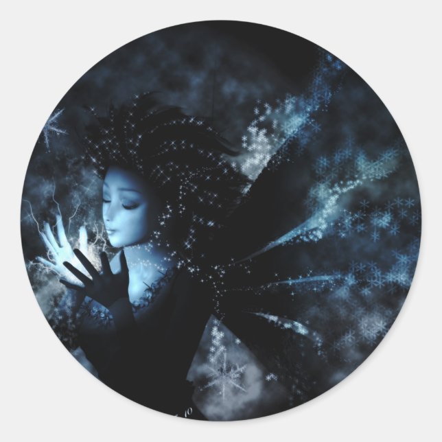 Winter Fairy Classic Round Sticker (Front)