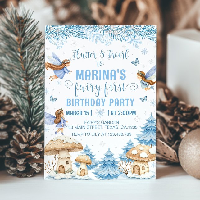 Winter Fairy First Enchanted Forest Birthday Invitation (Creator Uploaded)