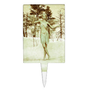 Winter Fairy in Snowy Forest Fantasy Art Cake Topper
