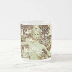 Winter Fairy in Snowy Forest Fantasy Art Frosted Glass Coffee Mug