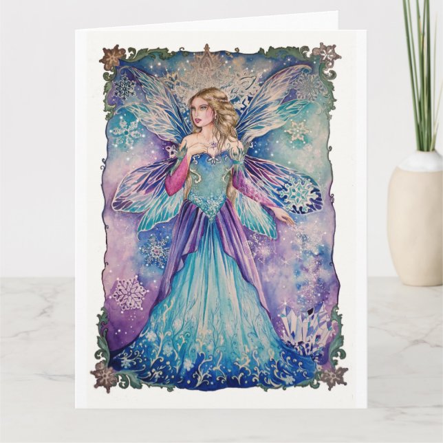 Winter fairy queen greeting card (Front)