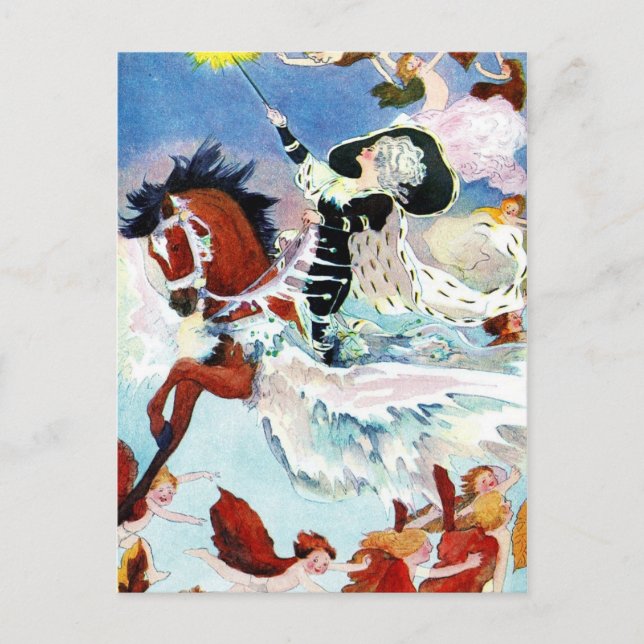 Winter Fairy Riding a Flying Horse Postcard (Front)
