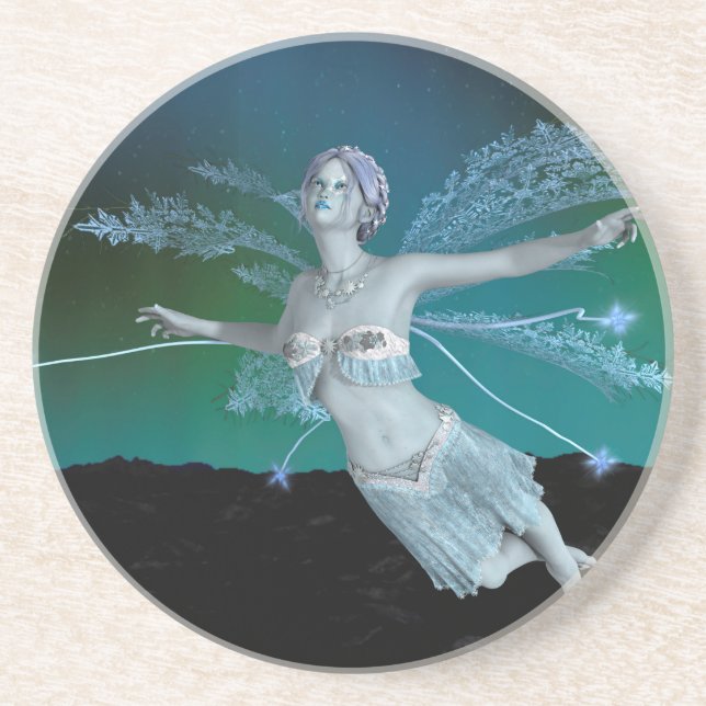 Winter Fairy Sandstone Coaster (Front)