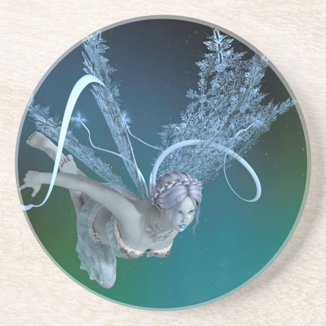 Winter Fairy Sandstone Coaster (Front)