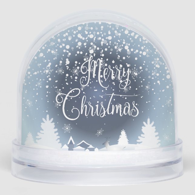 Winter Fairy Tale Night Fantasy Snowy Forest Snow Globe (Front)