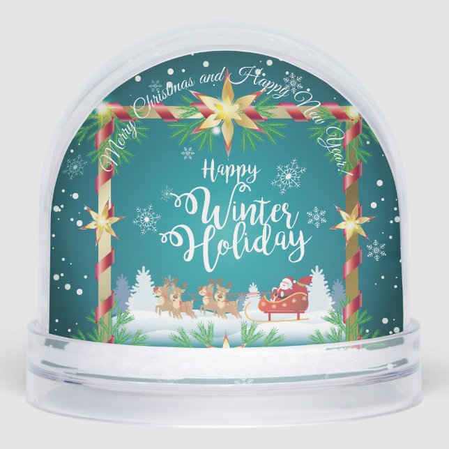 Winter Fairy Tale Santa Fantasy Snowy Forest Snow Globe (Front)