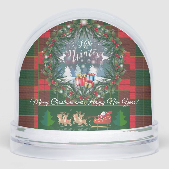 Winter Fairy Tale Santa Fantasy Snowy Forest Snow Globe (Front)