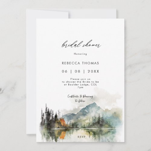 winter fall forest rustic bridal shower invitation