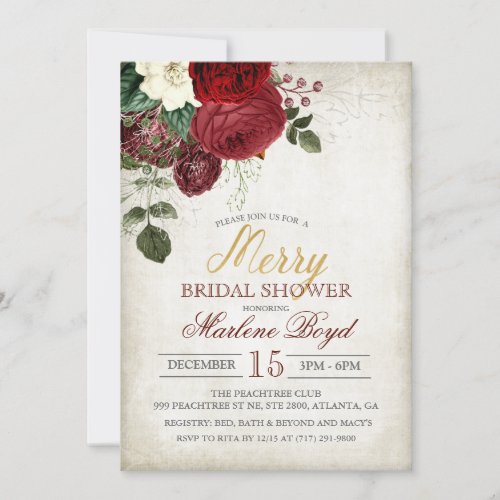 Winter Fall Holiday Bridal Shower Invitation