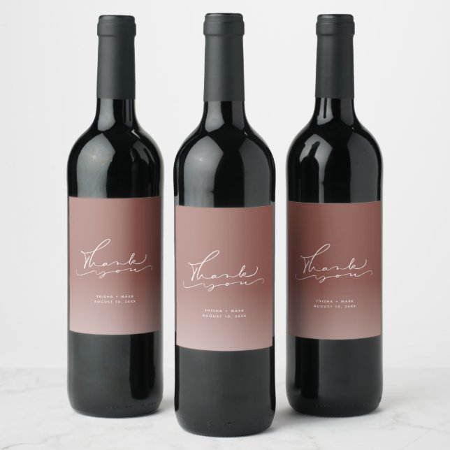 Winter Fall Wedding Rust Thank You Favor Wine Label (Bottles)