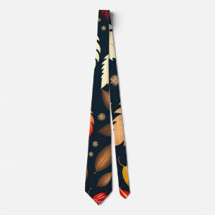 Winter falling leaves Brown Retro Pattern Neck Tie