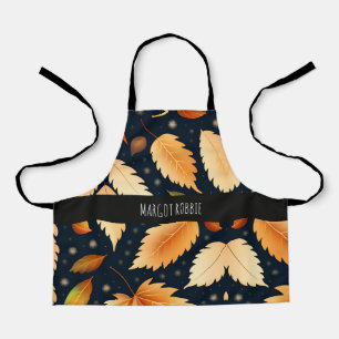 Winter falling leaves snowflakes Retro Pattern Apron