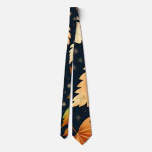 Winter falling leaves snowflakes Retro Pattern Neck Tie