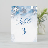 Winter Falling Snow Forest Rustic Wedding Table Nr