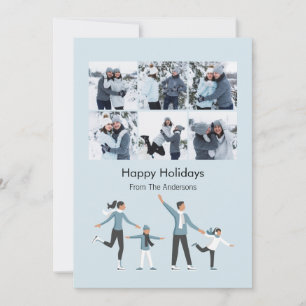 Winter Family Fun Christmas 6 Photo Holiday Card