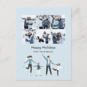 Winter Family Fun Christmas 6 Photo Holiday Postcard