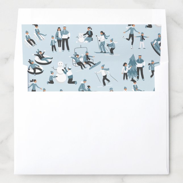 Winter Family Fun Christmas Holiday Envelope Liner (In Envelope)