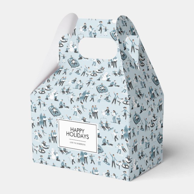 Winter Family Fun Christmas Holiday Favor Boxes (Front Side)