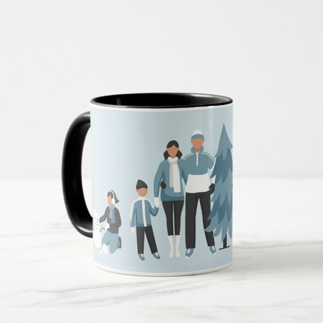 Winter Family Fun Christmas Holiday Mug (Front Left)
