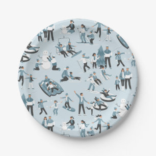 Winter Family Fun Christmas Holiday Paper Plates