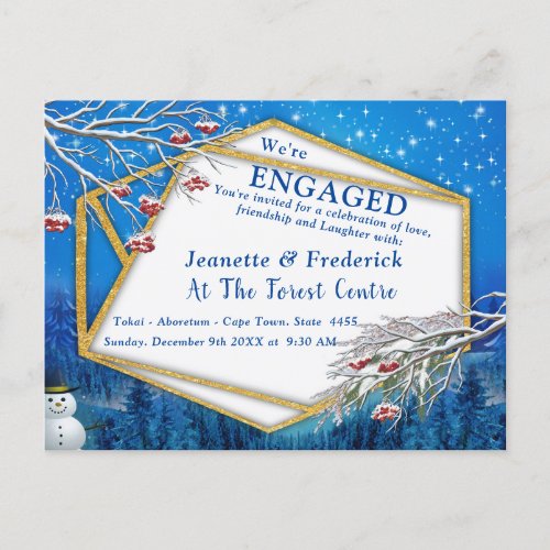 Winter Fantasy Engagement Invitation Postcard