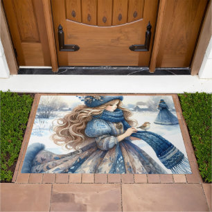 Winter Fantasy Princess in a Snowy Fairytale Lands Doormat