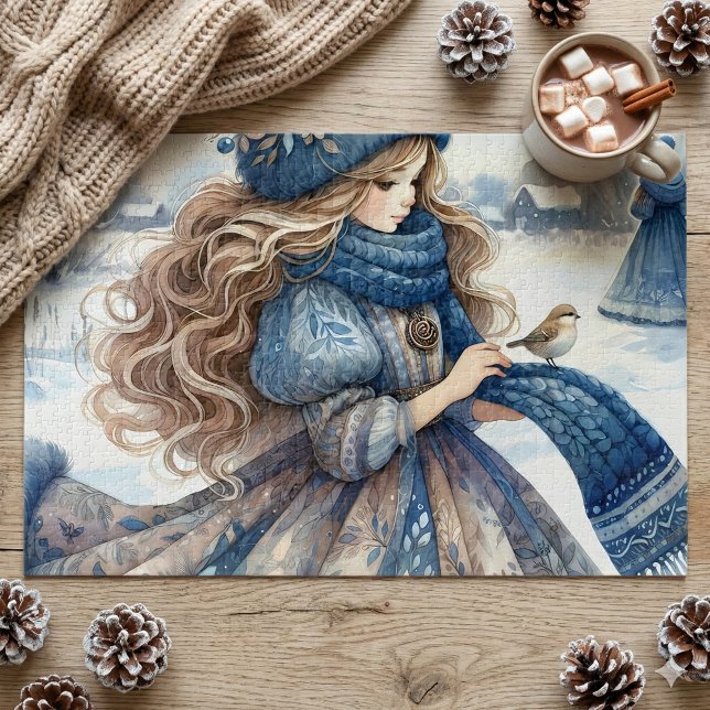 Winter Fantasy Princess in a Snowy Fairytale Lands Jigsaw Puzzle (Winter Fantasy Princess in a Snowy Fairytale Lands Jigsaw Puzzle Mockup A )