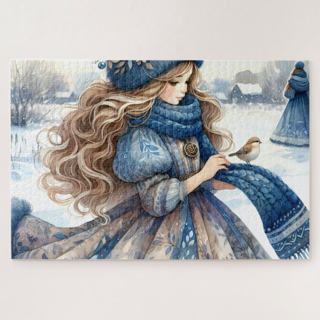 Winter Fantasy Princess in a Snowy Fairytale Lands Jigsaw Puzzle (Horizontal)