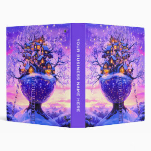 Winter Fantasy Snowy Tree Village Landscape 3 Ring Binder