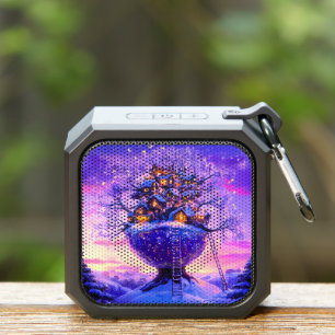 Winter Fantasy Snowy Tree Village Landscape Bluetooth Speaker