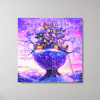 Winter Fantasy Snowy Tree Village Landscape