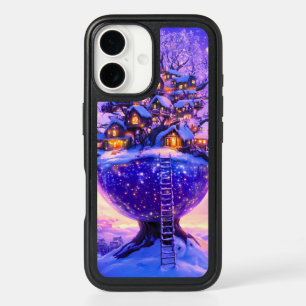 Winter Fantasy Snowy Tree Village Landscape iPhone 16 Case