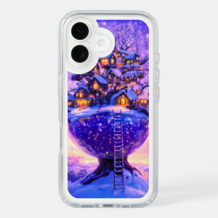 Winter Fantasy Snowy Tree Village Landscape iPhone 16 Case