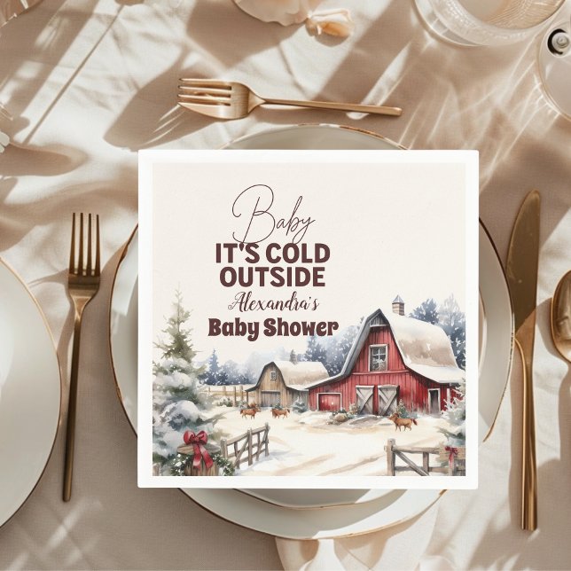Winter Farm Animals Christmas Baby Shower Napkins (Creator Uploaded)