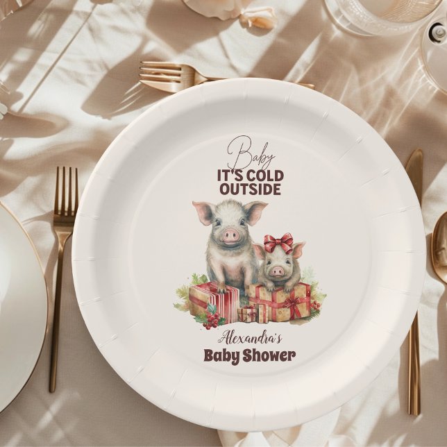 Winter Farm Animals Christmas Baby Shower Paper Plates (Creator Uploaded)