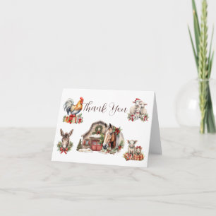 Winter Farm Animals Christmas Letterpress Thank You Card