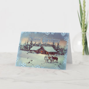 WINTER FARM by SHARON SHARPE Holiday Card