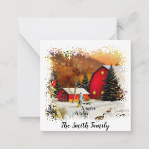 Winter farm note card