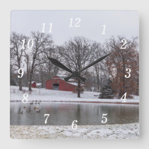 Winter Farm Pano Wall Clock