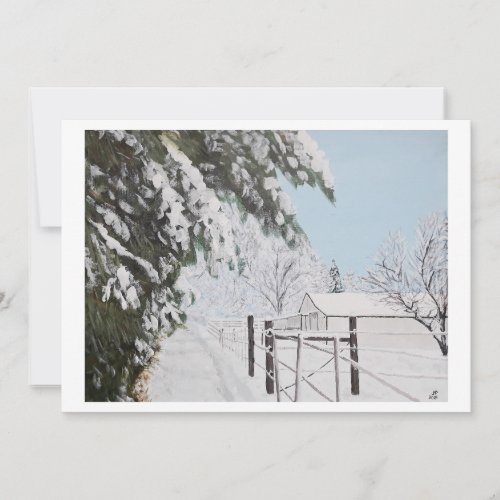 Winter Farm Scene Holiday Card