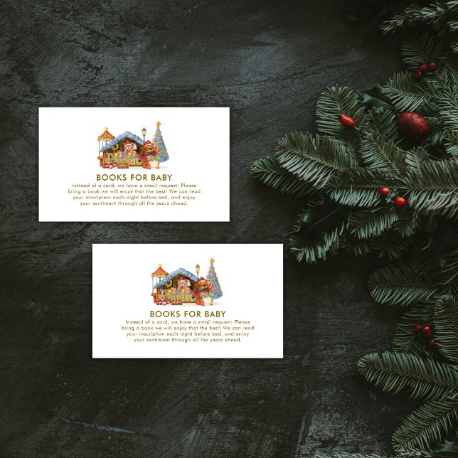 Winter Farmer Market Teddy Bear Books Baby Shower  Enclosure Card (Winter Farmer Market Teddy Bear Books Baby Shower Enclosure Card)