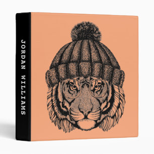 Winter Fashion Ready Tiger   Add Your Name 3 Ring Binder
