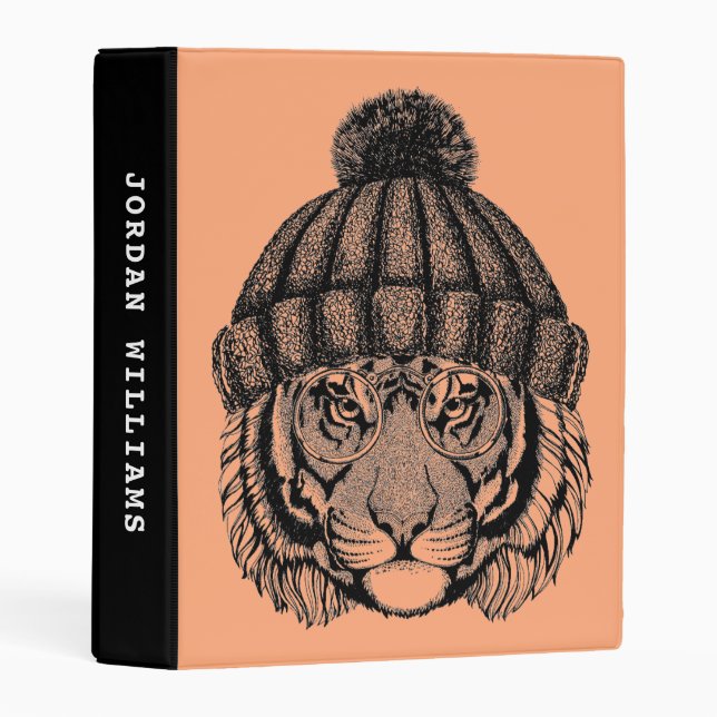 Winter Fashion Ready Tiger | Add Your Name Mini Binder (Front/Spine)