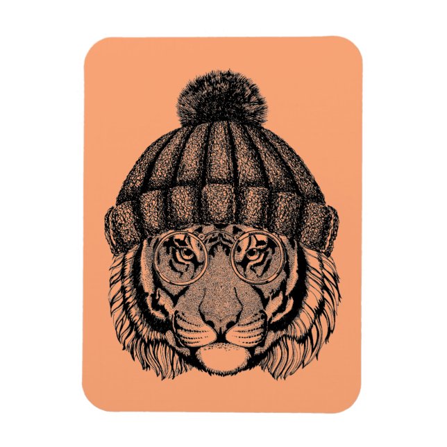 Winter Fashion Ready Tiger Magnet (Vertical)