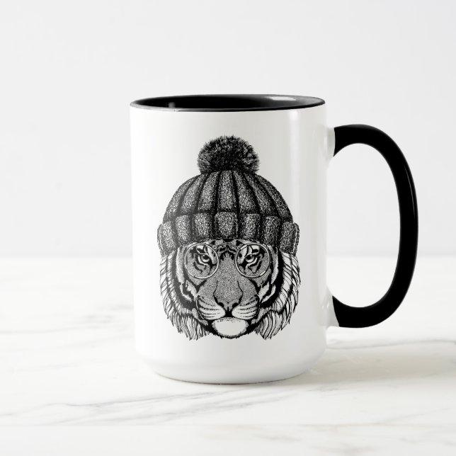 Winter Fashion Ready Tiger Mug (Right)