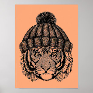 Winter Fashion Ready Tiger Poster
