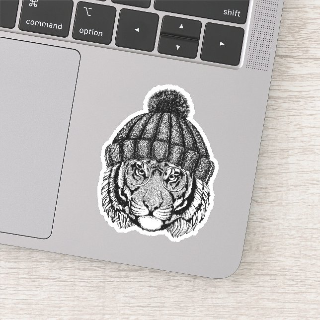 Winter Fashion Ready Tiger Sticker (Detail)