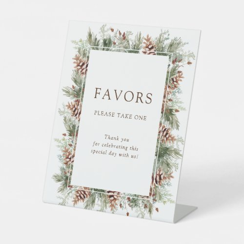 Winter Favors Wedding Pedestal Sign