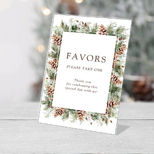 Winter Favors Wedding Pedestal Sign