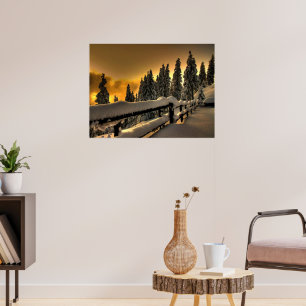 Winter Fence Scene Print Poster Artwork Mural